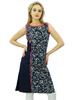 Floral Navy Blue Cotton Kurta Tunic Indian Kurti Designer Sleeveless