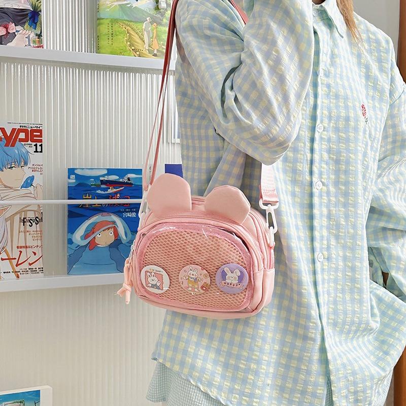 Прозрачная двухмерная сумка-мессенджер пастельных тонов для маленькой еды, модный тренд, с нашивкой