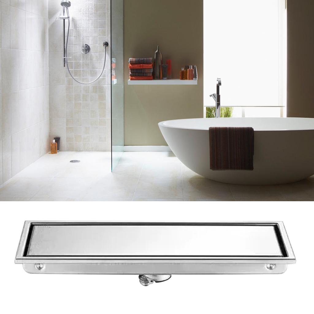Linear Floor Drain Rectangular Prevent Clogging 304 Stainless Steel Long Shower Drain for Bathroom