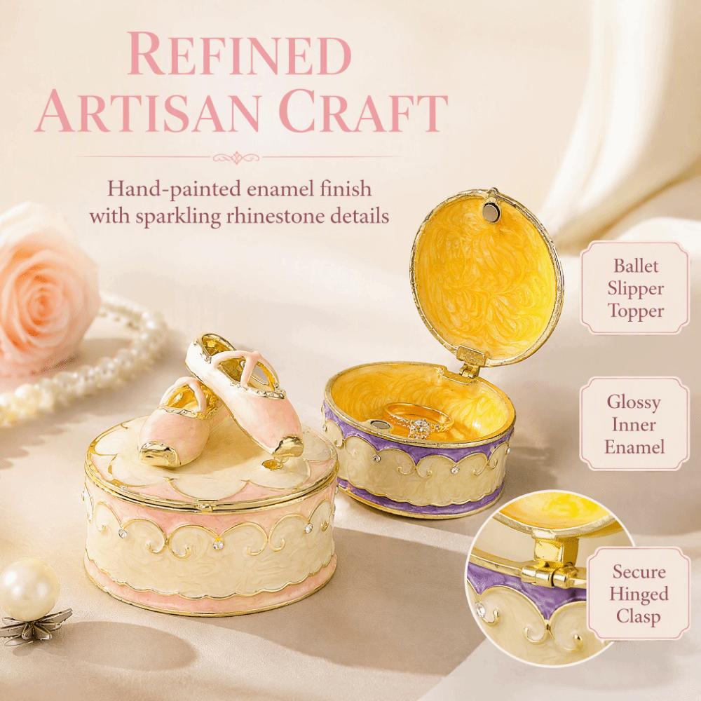 Enamel Finish Ballet Shoe Trinket Box Alloy Decorative Keepsake Box Jewelry Storage Box  Bedroom