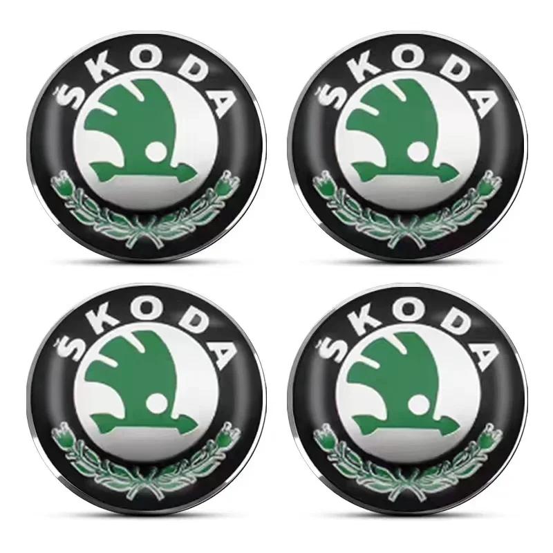 WMTY7 4pcs 56mm Car Emblem Wheel Hub Caps Center Cover Sticker Decoration For Skoda Octavia Superb Rapid Kodiaq Karoq Fabia Roomster