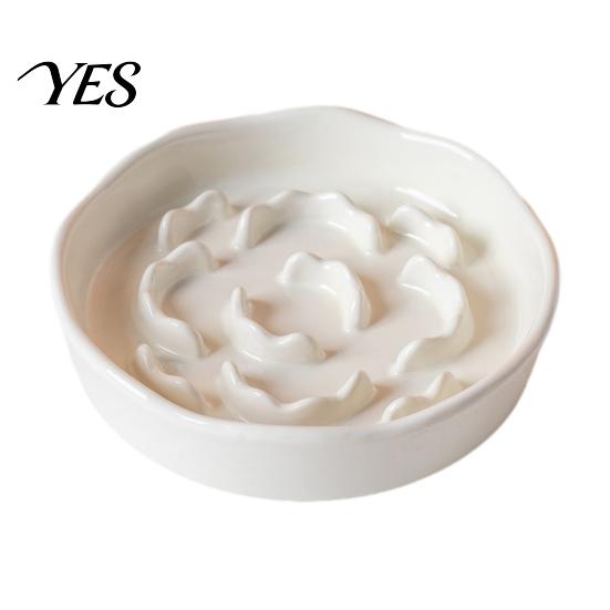 High Base Pet Bowl Raised Slow Feeder Bowl, Ceramic Down Eating Food Vomiting Prevention Anti Dish for Small Medium Dogs & Cats Cat