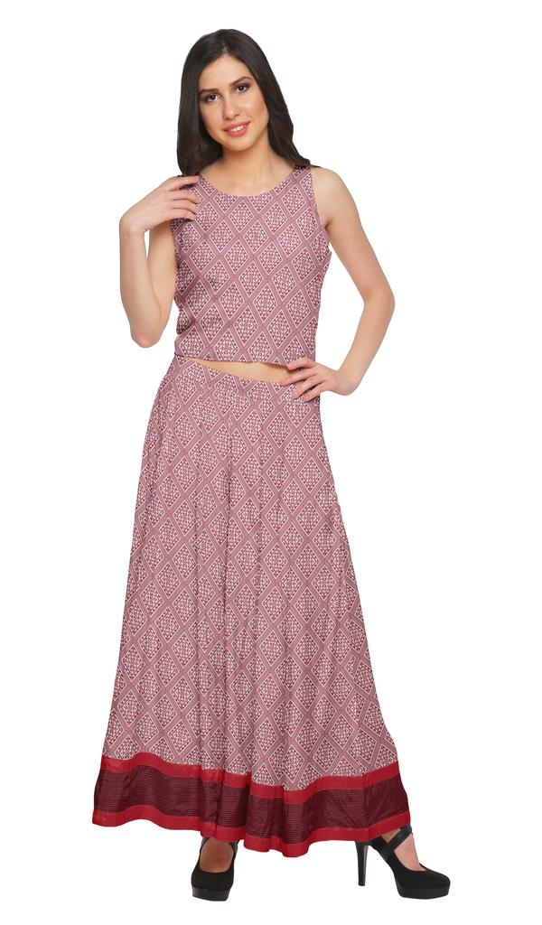 Moomaya Crop Top And Palazzo Set For Girls Printed Santoon Womens Clothing