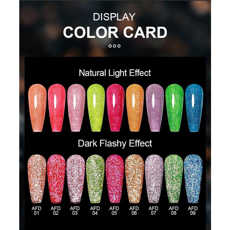 Explosive Fluorescent Broken Diamond Nail Polish Glue Colorful Reflective Bouncy Nail Polish Glue for Nail Salons Phototherapy Glue