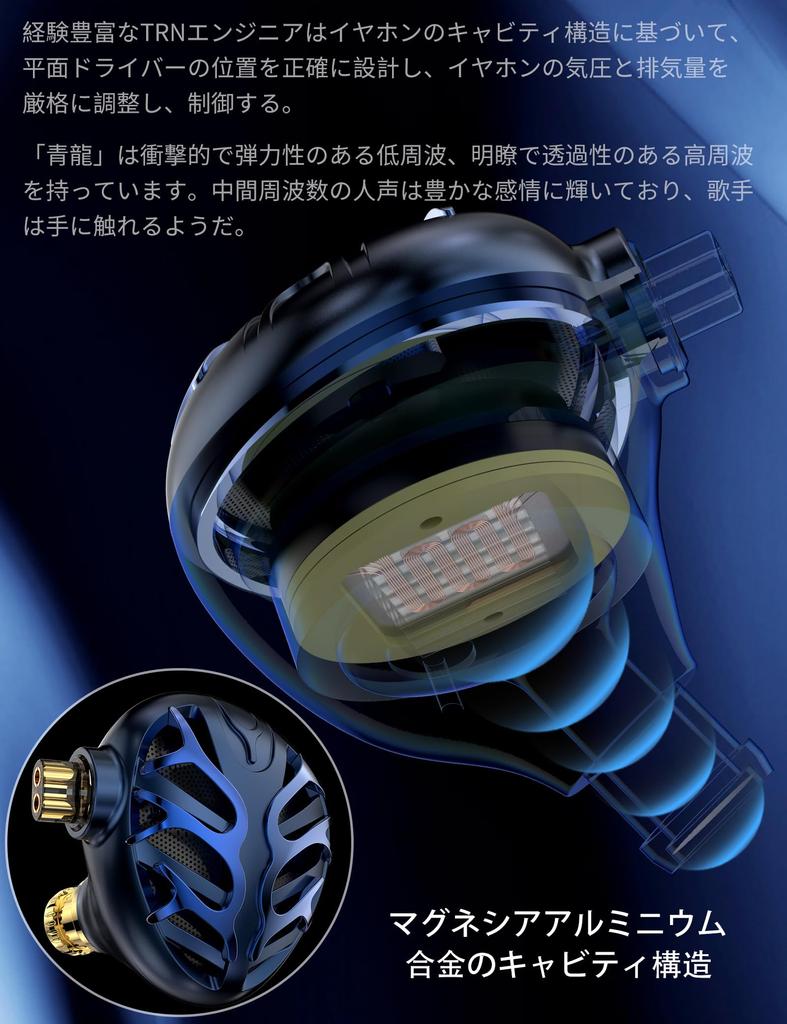 TRN Azure Dragon Seiryu Earphones Planar Drive Earphones Planar Magnetic Driver Monitor Earphones High Sound Isolation IEM Ear Monitor Canal Type