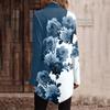 Casual Fashion Floral Print Shirt Tops High Neck Irregular Hem Long Sleeve Pullover Tops