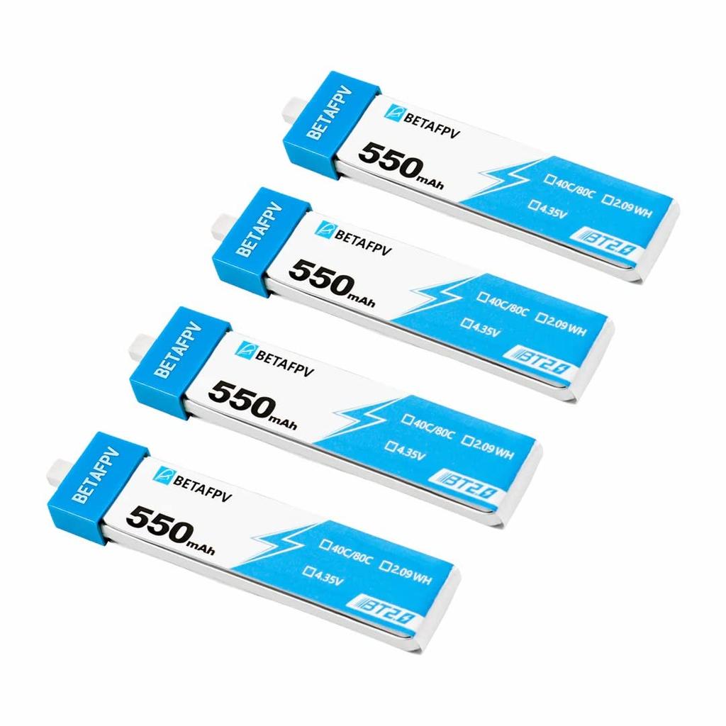 BETAFPV BT2.0 550mAh 1S 40C Lithium Polymer Battery for Cetus ProCetus X Racing Drones, Pack of 4