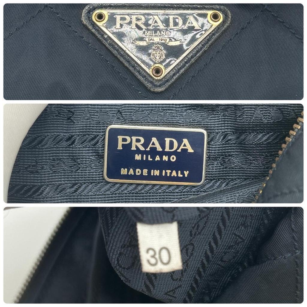 Prada Сумка на плечо Сумка-тоут На одном плечевом ремне Ткань Нейлон Стеганая Золотая цепь Треугольная металлическая пластина с логотипом Белая бирка