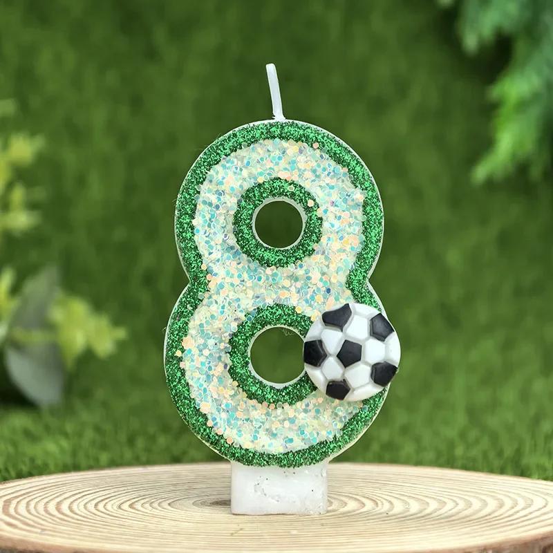 Creative Green Football Fluorescent Birthday Digital Candle Party Supplies Cake Decoration