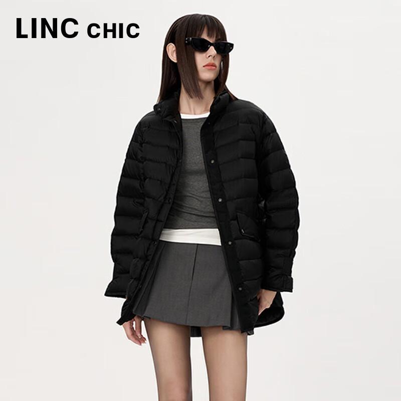 Jinyujie Women's Mid-Length Stand-Collar Lightweight Down Jacket