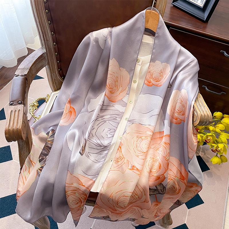 Shawl silk scarf women's versatile spring and autumn silk cheongsam with Hangzhou gift mother-in-law gift long scarf