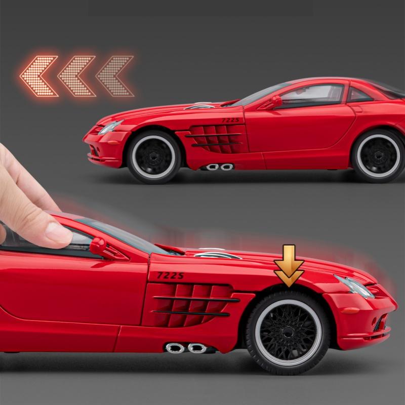 1/24 Суперкар Mercedes-Benz SLR Модель автомобиля из сплава Звук и свет Инерционный Детская игрушка Коллекционные предметы Подарок на день рождения