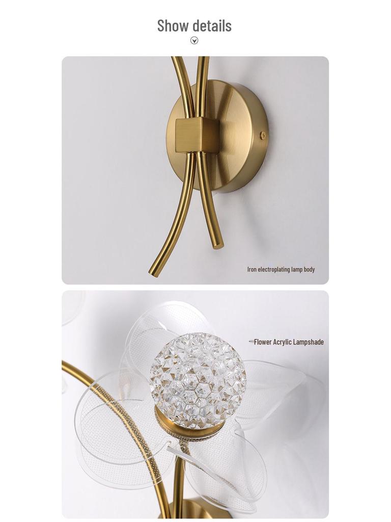 Кристальный Роскошный Настенный Светильник: Беспроводной прикроватный светильник для гостиной и коридора