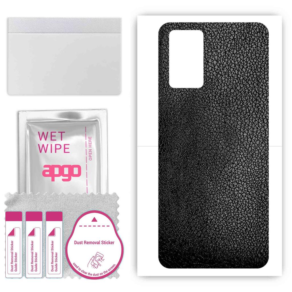 apgo Protective Skin Sticker for the Back Compatible with Realme X7 Max, Wrap Film, Foil, Vinyl - Pattern Black Leather