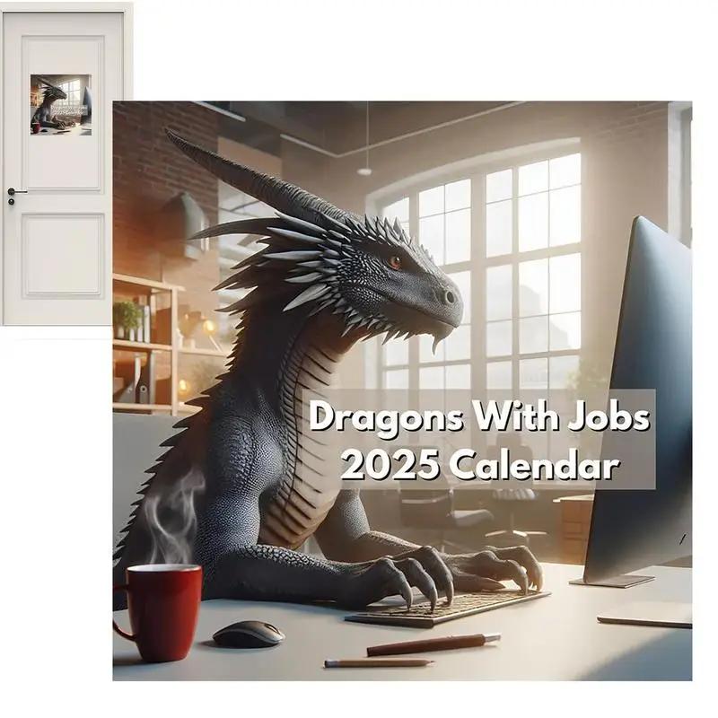 Календарь работы Драконы, 2025 Креативный настенный календарь Забавный календарь Драконы Вертикальные ежемесячные календари для домашней организации