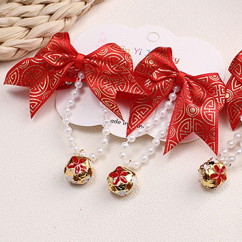 2 шт. кисточка детский парик шпилька китайский стиль красный бант заколка детский бант парик новогодний праздничный