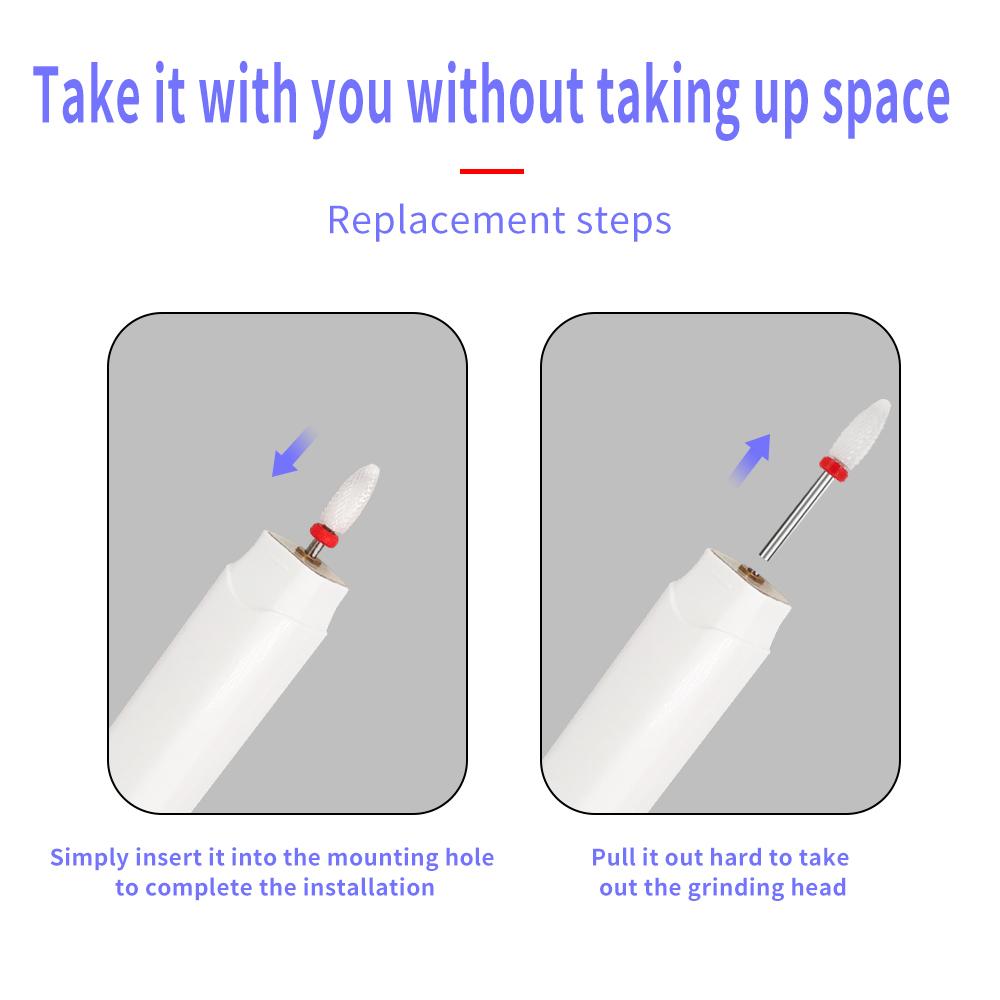 TEWIRROW Электрическая дрель для ногтей, портативный маникюрный набор, шлифовальная машинка для ногтей, пилка для полировки и формирования ручки, набор для педикюра для удаления геля