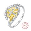 Originality 18K Gold Irregular Openwork Cross Couple Ring for Women Sterling Silver Engagement Bridal GiftJewelry Sterling Silver Rings for Women