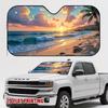 1pc Serene Beach Sunrise Car Sun Visor - Fit Sunlight Blocking & Heat Reduction Visor With Vibrant Tropical Beach Scene Print Fo