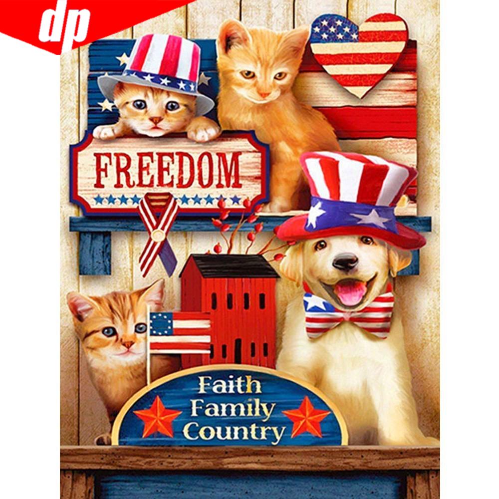 Алмазная картина животное сердце горный хрусталь мозаика Алмазная вышивка собака и кошка домашний декор