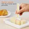 1Pcs Novelty Plastic Butter Dish With Cutter And Spoon- Food-Grade Freezer-Safe Cheese Serving Container With Precise Measuremen