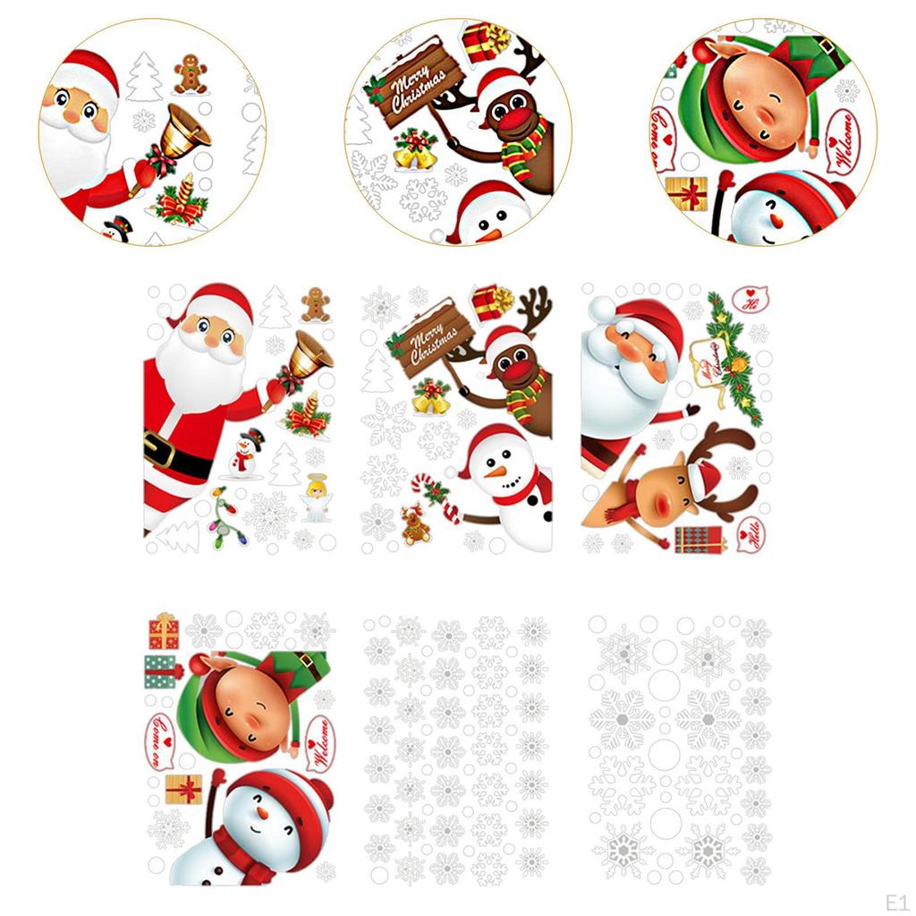 6 листов рождественских наклеек на окна, рождественский декор, статические наклейки в виде снежинок, рождественские украшения для