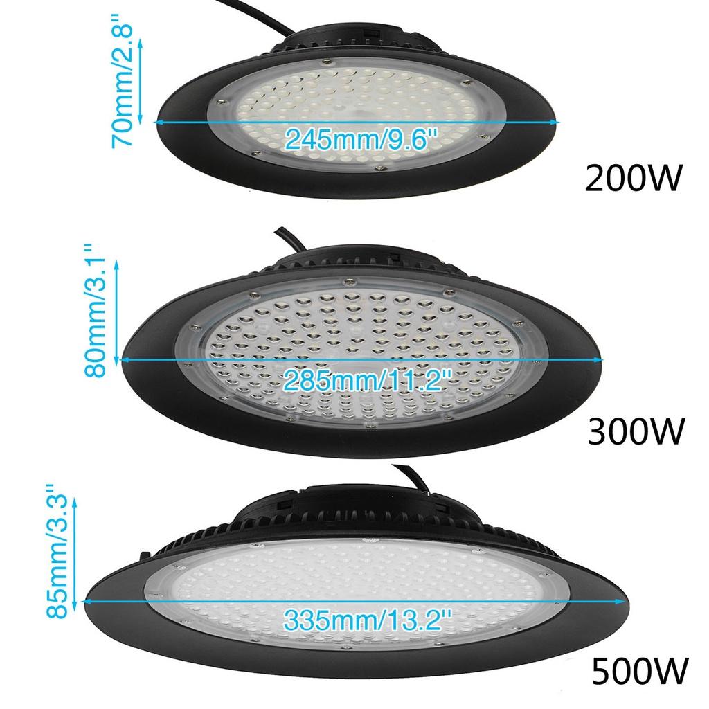 AC220V 6500K 200W 300W 500W Светодиодный светильник High Bay Высокая яркость Промышленное освещение Мастерская Склад Гараж Светодиодная лампа НЛО