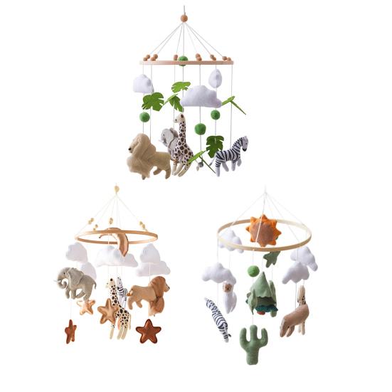 Мобиль для детской кроватки Облака Животные Лист Плюшевый Мобиль для кроватки Ручной работы Фетровый Подвесной декор для детской комнаты