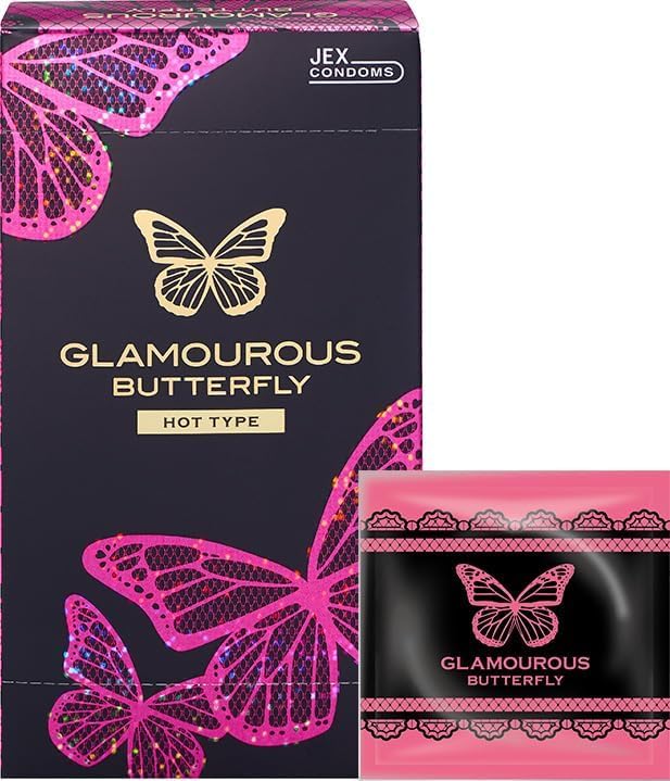 Кондомы JEX Glamorous Butterfly, набор из 5 упаковок, Горячие, Увлажняющие 0.03, С обильным гелем, Тающие, Милая упаковка с оригинальной наклейкой
