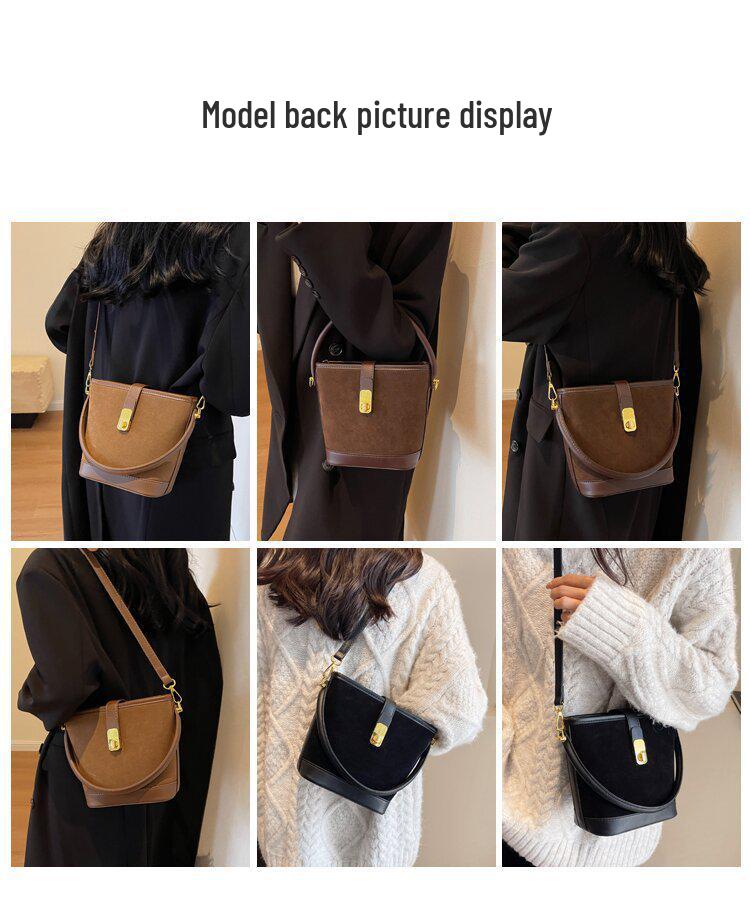 Sleek Women's Frosted Bucket Bag: Autumn/Winter, Large Capacity, Single Shoulder, Crossbody, Chic Handbag, Underarm Small Bag.