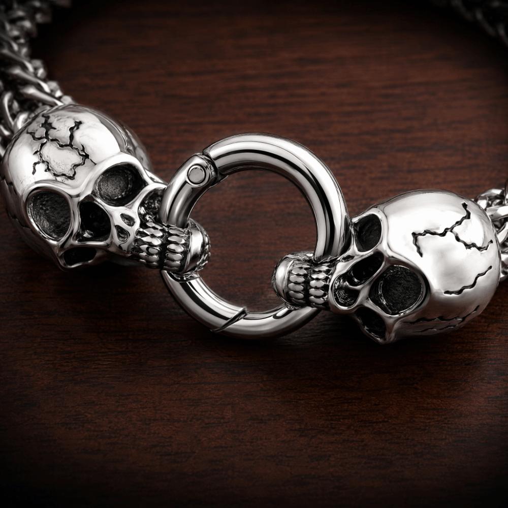 Thick Chain Skull Punk Bracelet Gothic Style Men Shiny Finish Bracelet Festival