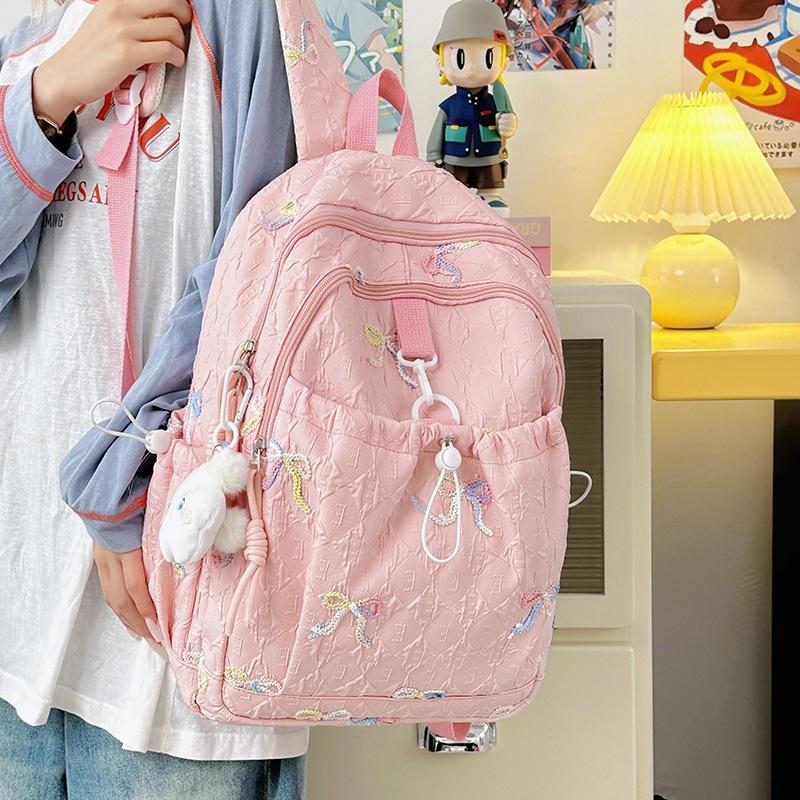 Japanese Bow Bag Female Junior High School Students Cute Joker Large Capacity Backpack Gao Yan College Backpack.