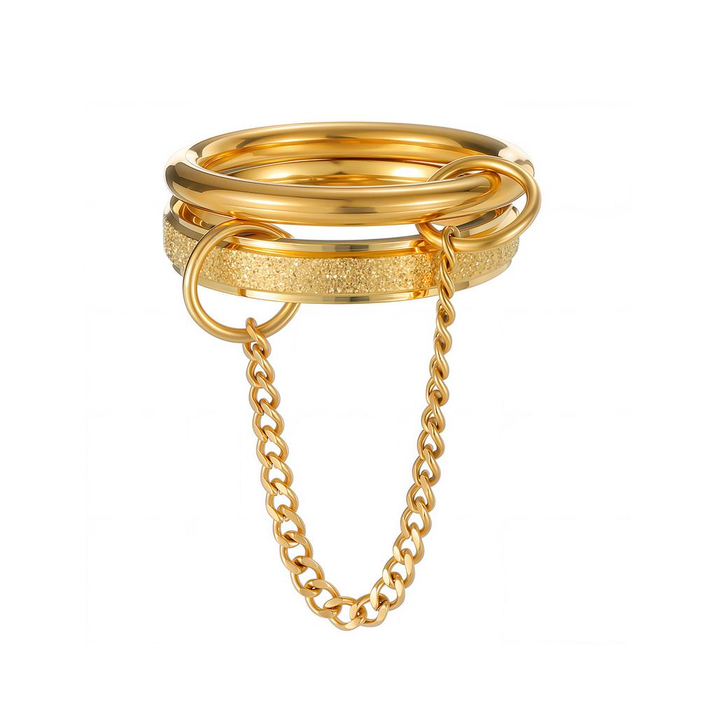 Кольцо-цепочка из нержавеющей стали для женщин – Модное многослойное открытое кольцо, Минималистичные модные украшения