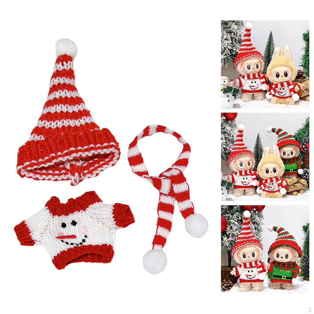 Kids Doll Sweater Outfit with Hat And Scarf for 6.69 Inch Educational Gift