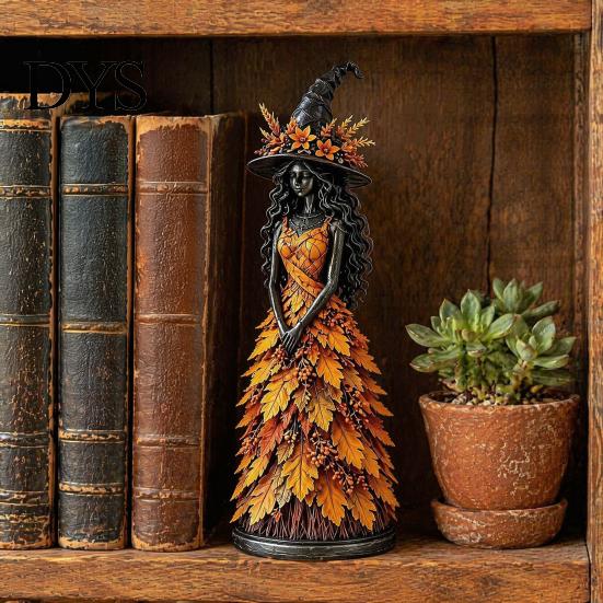 Маленькие статуэтки ведьм для книжной полки, Сезонные фигурки-украшения, Ручная работа, Статуэтка из смолы, Декор для Хэллоуина, Дня благодарения, Праздничной вечеринки