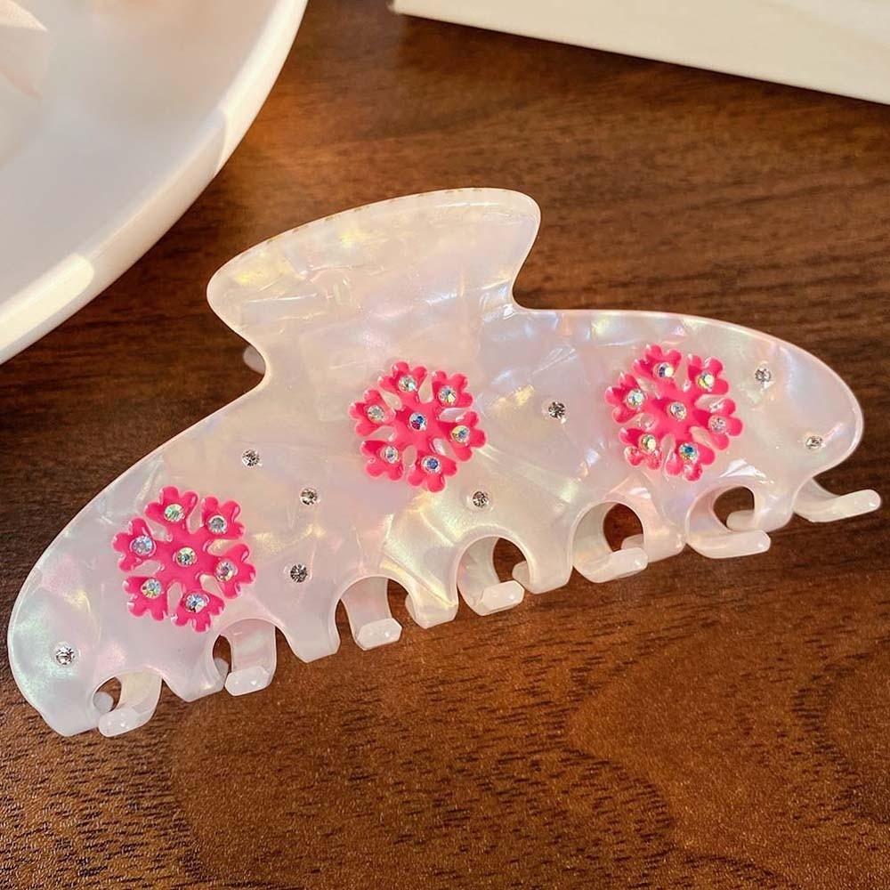 Rhinestone Snowflake Shark Clip Contrast Color Acrylic Hair Claw Iridescent Hair Claw  Daily