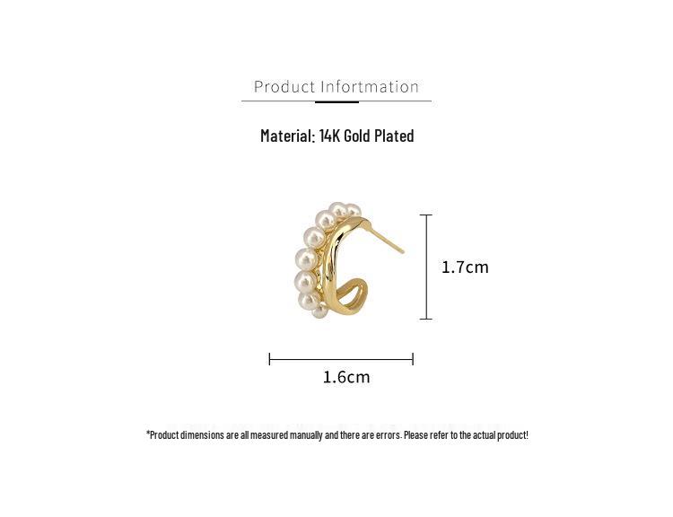 Серьги-кольца с жемчугом в корейском стиле: Серьги-пусеты «Серебряная игла» для женщин - Роскошные осенне-зимние свадебные украшения с высококлассным внешним видом.