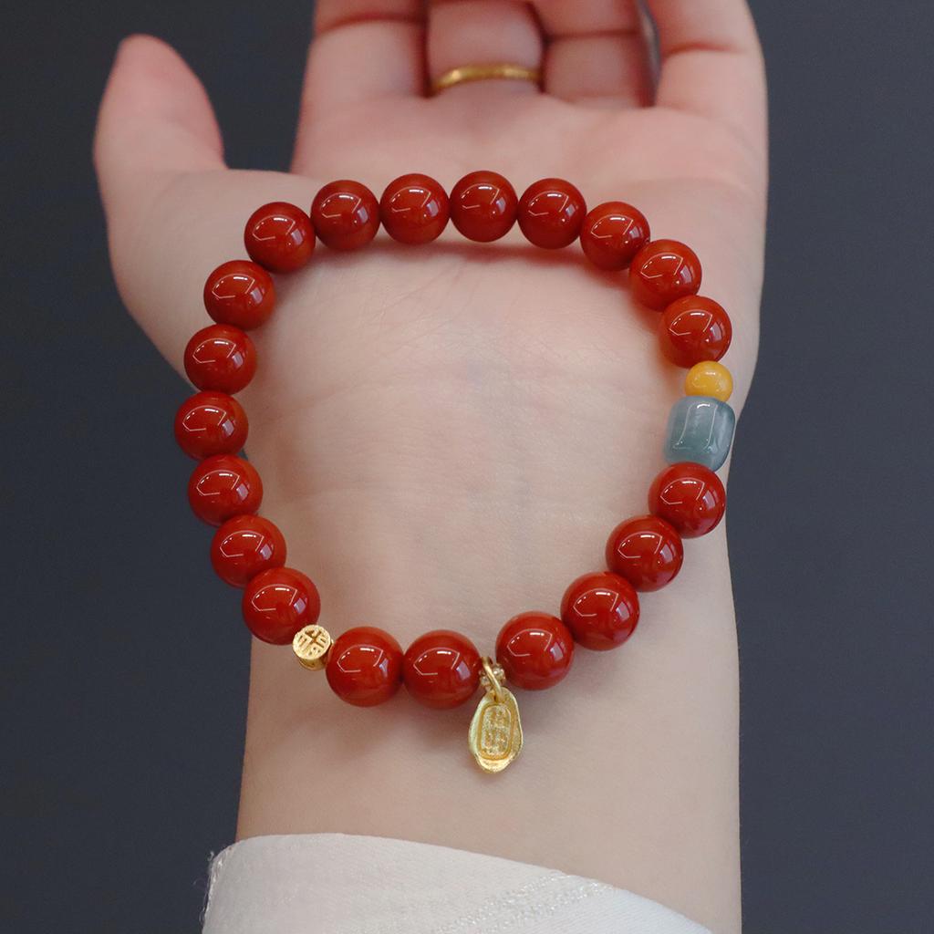Natural Nanhong Agate Bracelet Fashion Women Daily Jewelry Lucky Gift