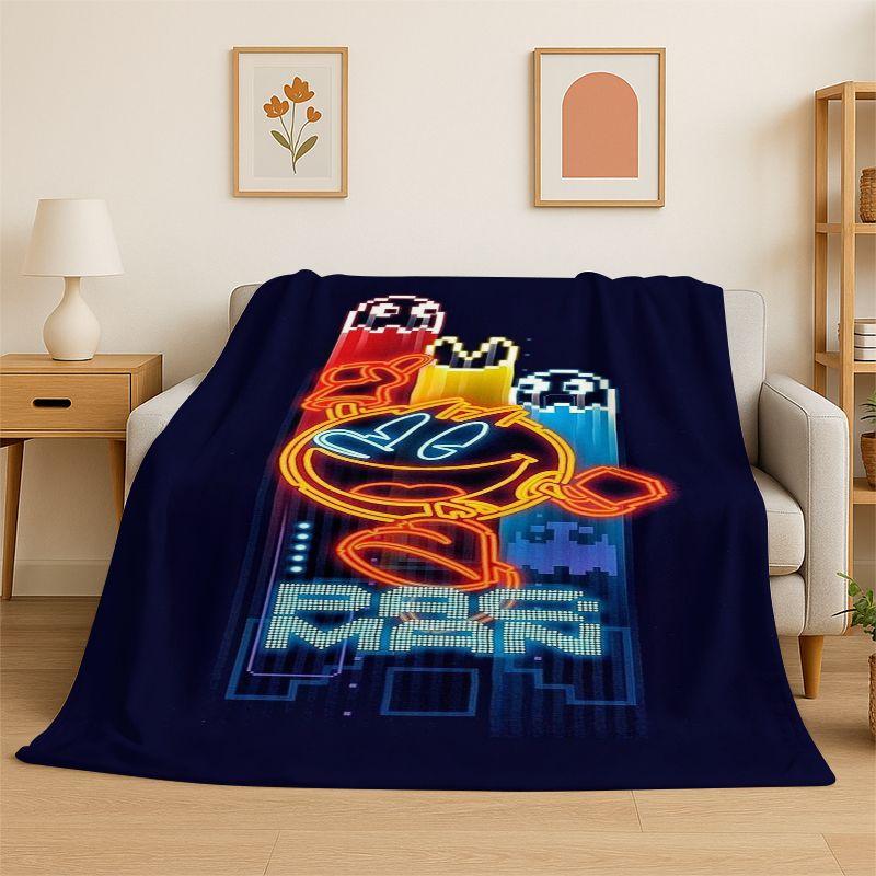 Retro P-Pacman Game Soft Flannel Throw Blanket,Cozy Blanket for Bed,Couch,Sofa,Bedroom,Living Room,Travel,Picnic Camping