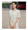 2025 Summer Embroidered Lace Two-Piece Set with Beaded Collar