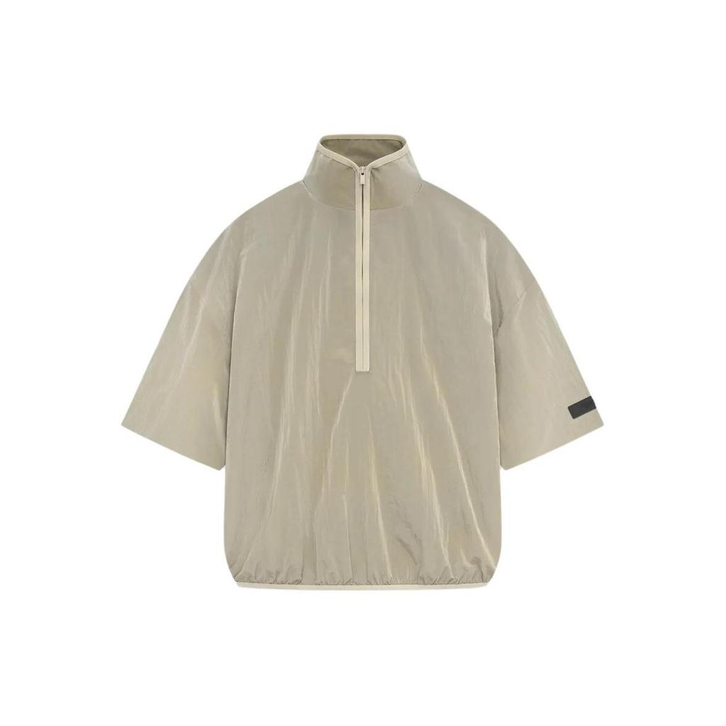 Fear of God Essentials Рубашка с молнией на половину и коротким рукавом из мятого нейлона Садовый желтый Мужские Топы 186SP244051F