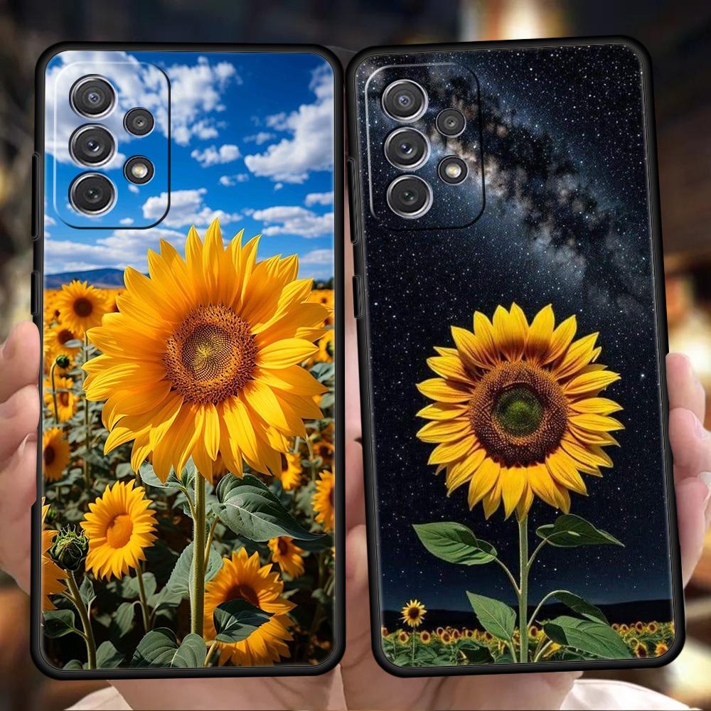 Чехол для Samsung A15 A13 A35 A55 A51 A71 A41 A31 A03S A05 A17 A23 A25 A33 A53 A73 5G A07 4G Cover Красивый Желтый Подсолнух