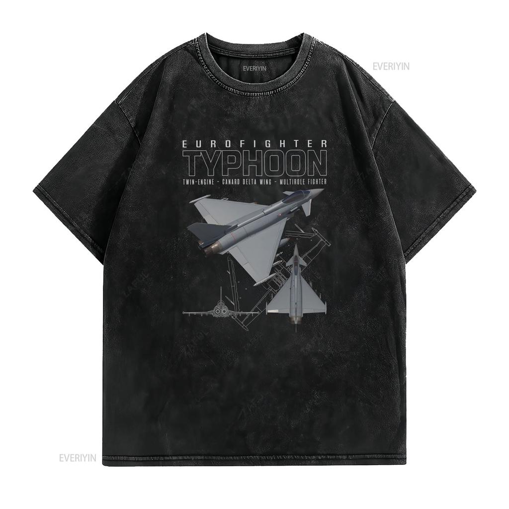 Maglietta A Unisexiche Corte Con Stampa Schematica Delleurofighter Typhoon T Shirt Casual Tema Aeronautico Dellaereo Vintage