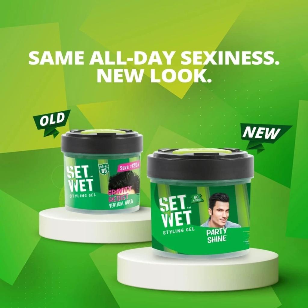 Set Wet Styling Hair Gel for Men - Party Shine 250gm |Strong Hold, High Shine