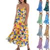 Women's Fashion Casual Floral Print Sleeveless Pocket Long Beach Dress