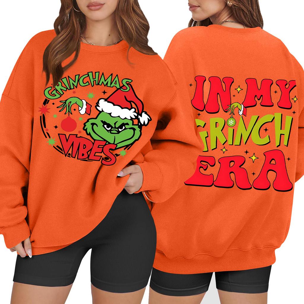 Women's Casual Fashion Long Sleeve Christmas Printed Round Neck Sweatshirt Top