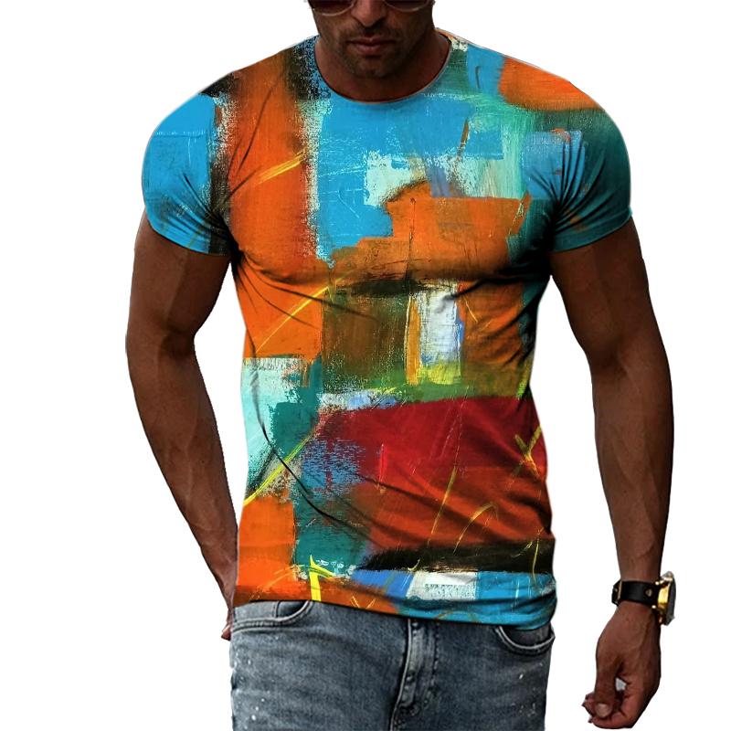 Индивидуальная футболка с 3D-принтом граффити для мужчин, одежда, летняя повседневная креативная трендовая футболка с круглым вырезом, большие футболки с короткими рукавами, топы, мужская одежда