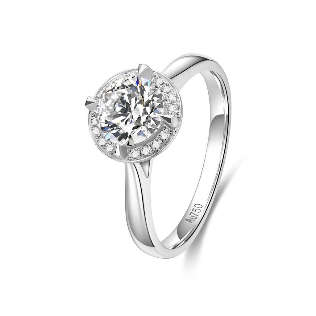 Нежное женское обручальное кольцо с бриллиантом 0,5-2 карата, выращенным в лаборатории(Цвет DE VVS1-VS1 Сертификат чистоты IGI) Кольцо из белого золота 18 карат Уникальное кольцо