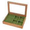 Necklace Storage Box Suitable for Ladies Girls Solid Wood Display Jewelry Stand Glass Dust-Proof Flip Cover Cases