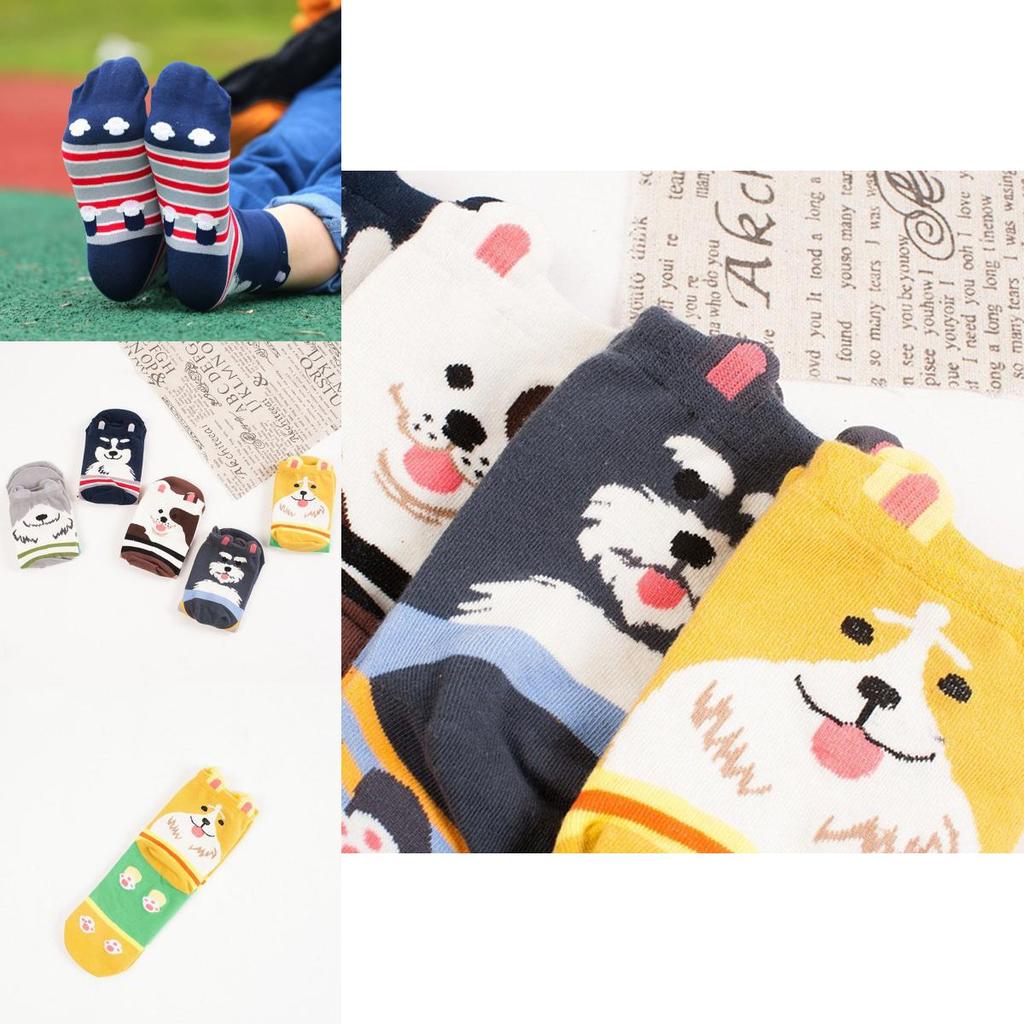 Premium Quality Womens Cotton Socks Featuring Cute Cartoon Dog Motif